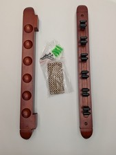 Pool Cue Rack, Wall Mounted, Mahogany, Roman Style, Holds 6 Billiard Cues