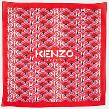 Foulard carré en coton imprimé intégral rouge Kenzo