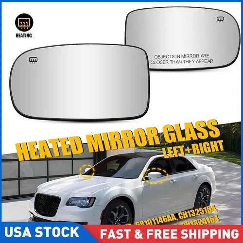 Left Right Side Mirror Glass W/ Electric Heated Fit For 2011-2021 Dodge Charger
