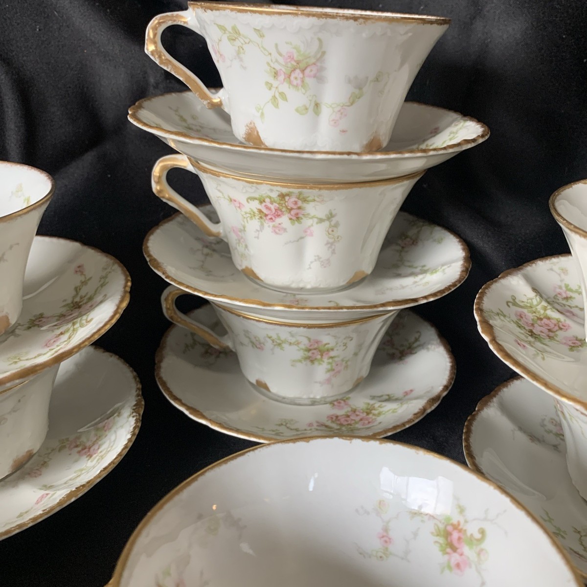 theodore haviland limoges france gold trim Spray Of Pink Roses Tea