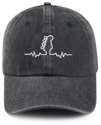 Embroidered Bassball Cap Bass Guitar Heartbeat Vintage Fisherman Embroidered Hat