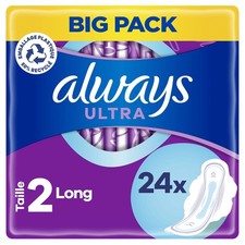 Image of Always Ultra Sanitary Pads Long 24 Pack – Size 2 with Wings