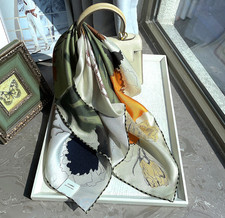 100 Twill Silk Scarf Bandanna Square Neckerchief 65X65cm Shawl flower Print