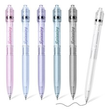 6 Pcs Gel Pens 0.5mm Retractable Black Ink Fine Point Pen Smooth Writing Quic...