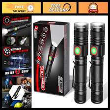 Rechargeable LED Flashlights 2000 Lumens, Compact Zoomable, Water Resistant, 2 P