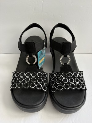 Skechers Rumbe On Queen B2 Women s SZ 7 Sandals Black Silver New 119603BKSL