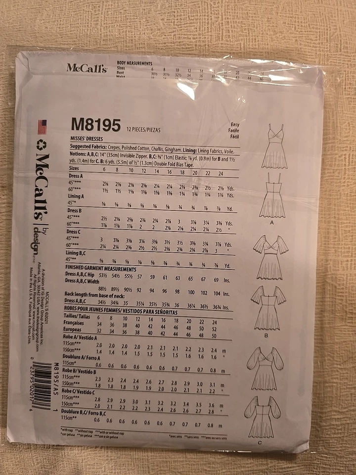 McCalls Misses' Flare Dress Sewing Pattern Kit Code 8195, Sizes 6-8-10-12-14 UC  - Image 2 of 2