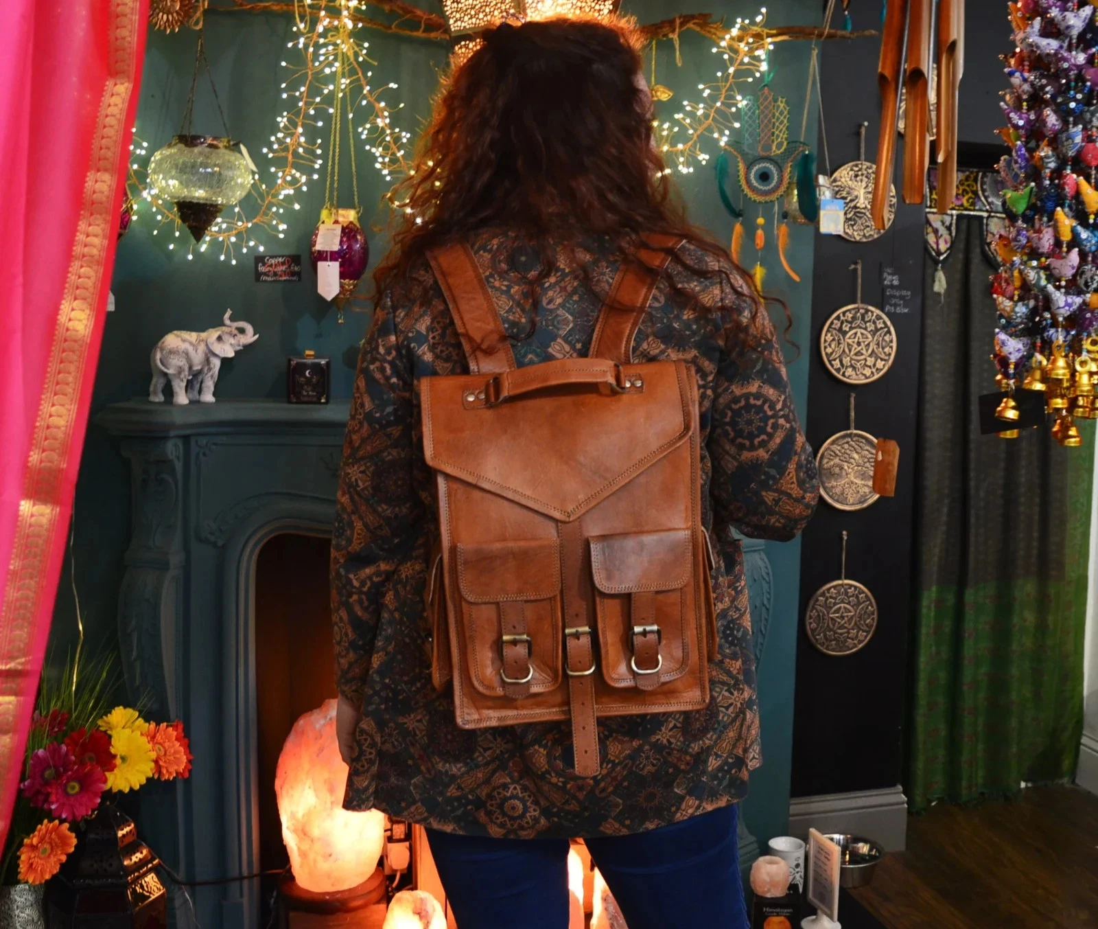 Leather Backpack Bag Satchel Genuine Briefcase Laptop Brown Genuine Mens