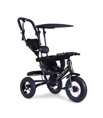 Little Nation Push Trike Deluxe - 3-in-1 Cabrio Dreirad mit robustem, schwarzem