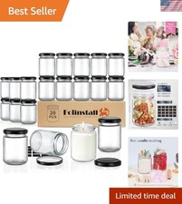 Set of 20 Clear 8 oz Airtight Glass Jars for Candle Making Food Storage