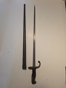 Antique French M1874 Gras Sword Bayonet w/ Steel Scabbard Matching #71394