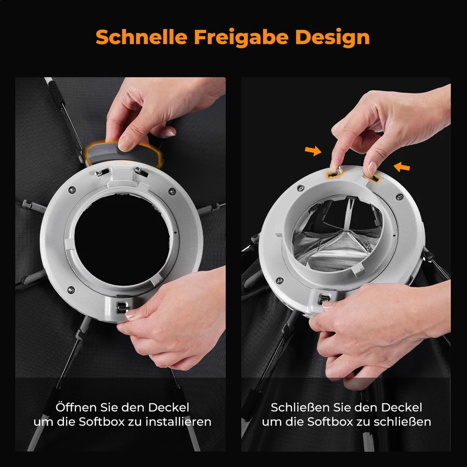 K&F CONCEPT 65/90cm Octagon Parabol Softbox Schnelle Demontage f/COB Video Light - Bild 2 von 4