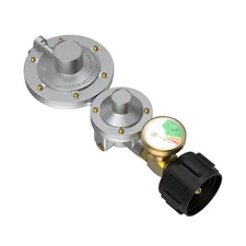 Two-Stage Propane Regulator Horizontal with Gauge and QCC 2 Stage Regulator 3...