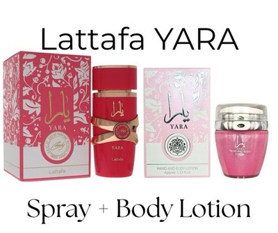 Lattafa Yara Candy EDP 3.4oz 100ml + Body Lotion 1.53oz 45ml BNIB Sealed Bundle