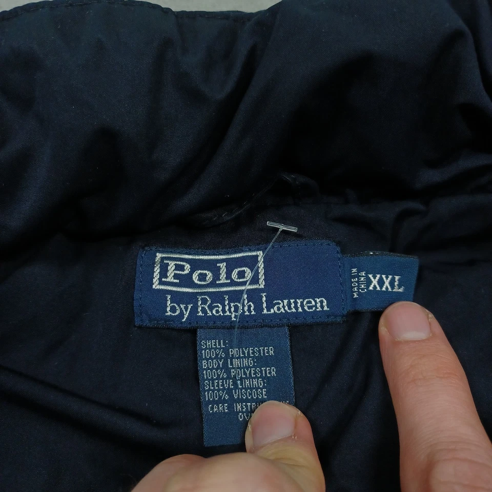 Винтажная мужская куртка Polo Ralph Lauren XXL синяя вентилируемая со скрытым капюшоном опрятная повседневная - Изображение 4 из 4