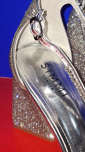 Simmi Silver Diamante Sandalen Wide Fit Uk9 EU42 Neu Mit Defekt - Bild 11 von 12