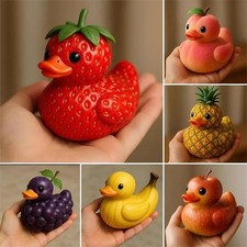Whimsical Fruit-Themed Duck Figurines，Fruit Duck Resin Figurine Ornament