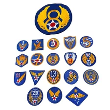 WWII US Army Air Forces Numbered Command Patch Set Lot 19 Pcs Embroidered