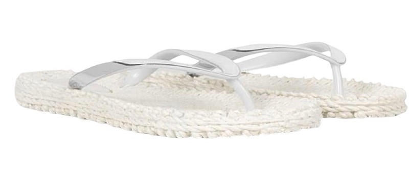 Ilse Jacobsen Flip Flops Sandals - Atmosphere Womens Size 38/8 Cream/Silver