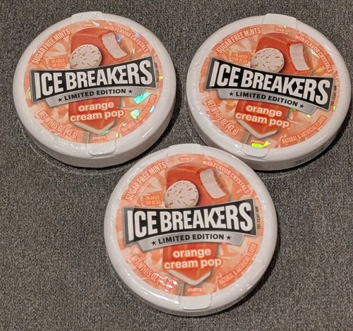 Lot 3 Ice Breakers Orange Cream Pop Mints 1.5 oz Discontinued Limited Edition - Picture 1 of 2