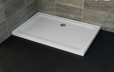 Image of Slimline Shower Tray Stone Square Rectangle for Shower Enclosure - FREE WASTE