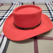 Vtg Stetson Pony Express Sundown Women's Cowboy Hat Red Wool Poppy Size Medium 7