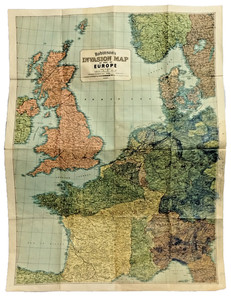 1945 WW2 Large Size Robinson 39"x29" European Allied Invasion of Germany Map