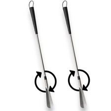 Deluxe 2 Pack of Long Handle 24in Shoehorns with Spring Flex End for Easier S...