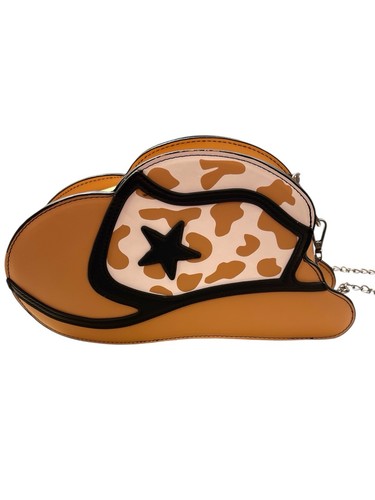 Cowboy Cowgirl Hut geformte Umhängetasche Reißverschluss Kette Riemen neu ohne Etikett - Bild 8 von 8