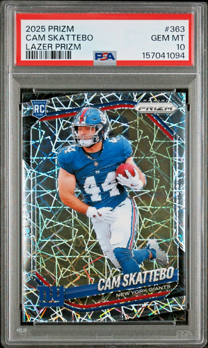 2025 PANINI PRIZM #363 CAM SKATTEBO LAZER PRIZM RC ROOKIE CARD PSA 10 GEM MINT++