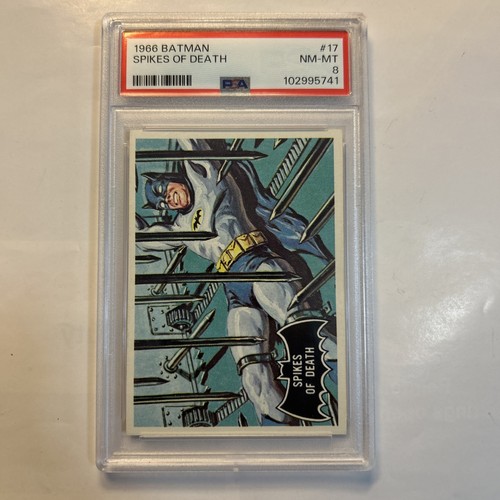 1966 Topps Batman Black Bat #17 Spikes of Death — PSA 8