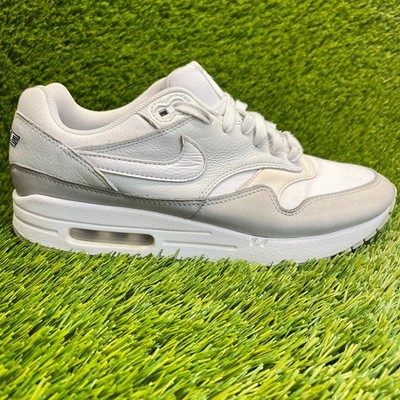 Nike Air Max 1 87 LX Womens Size 9.5 White Gray Athletic Leather Shoes Sneakers