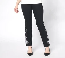 Women with Control Women's Plus Sz Pants 1X Tummy Regular Denim Black A685171