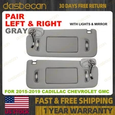 Pair Gray Left & Right Side Sun Visor W/ Light For Cadillac Chevrolet GMC 15-19