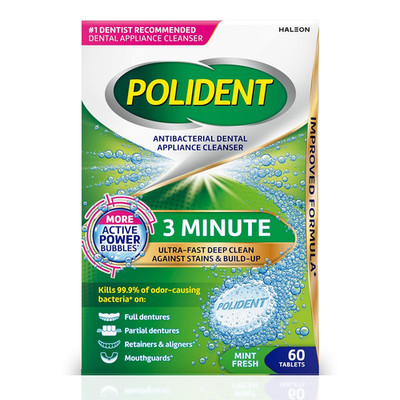 3 Minute Antibacterial Dental Appliance Cleanser Tablets, Retainer Cleaner Table