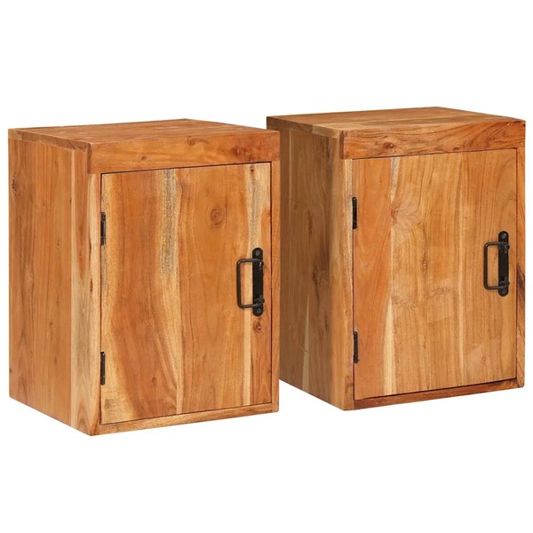 Nachttisch 2 Stk. Braun 35 X 33 X 48 Cm Massivholz Akazie-image