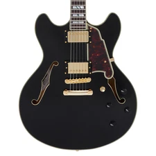 D'Angelico Excel DC Semi-Hollow w/Stop-Bar Tailpiece - Solid Black