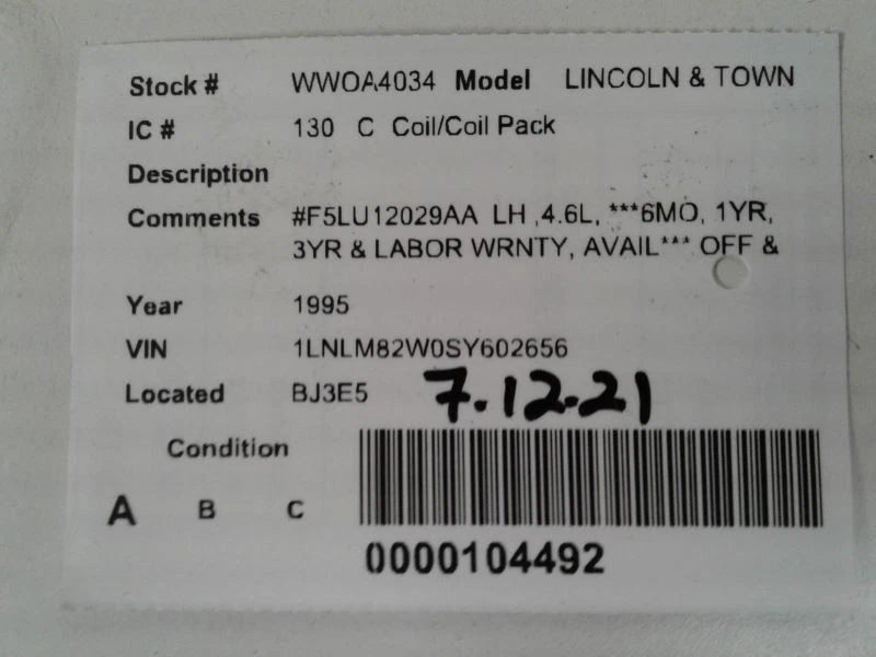 Bobina/encendedor 4 puertas excluyendo Sport Trac 8-302 compatible con 96-01 EXPLORER 642874 Foto 4 de 4