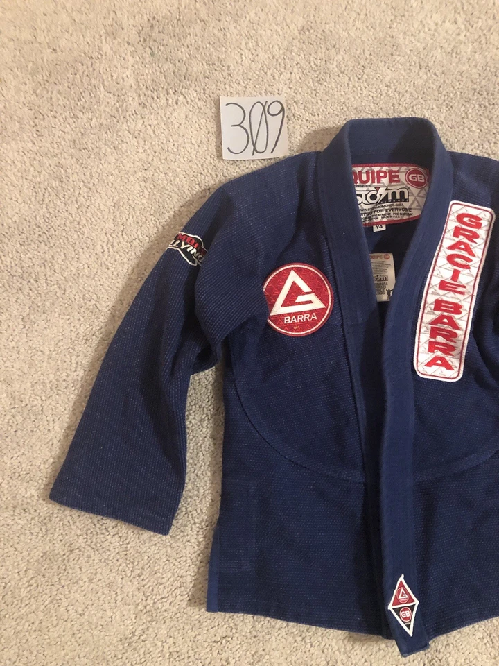 Gracie Barra GB Jóvenes Niños Y4 Azul Jiu Jitsu MMA Kimono Top Storm Equipe Foto 2 de 4