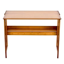 Folding Desk with Bookshelf, 40Inch Computer Table Small Foldable Writing Desk