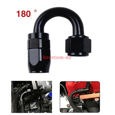 Aluminum Swivel AN10 Hose End Fitting Adapter 180° Verbinder Anschluss Schwarz