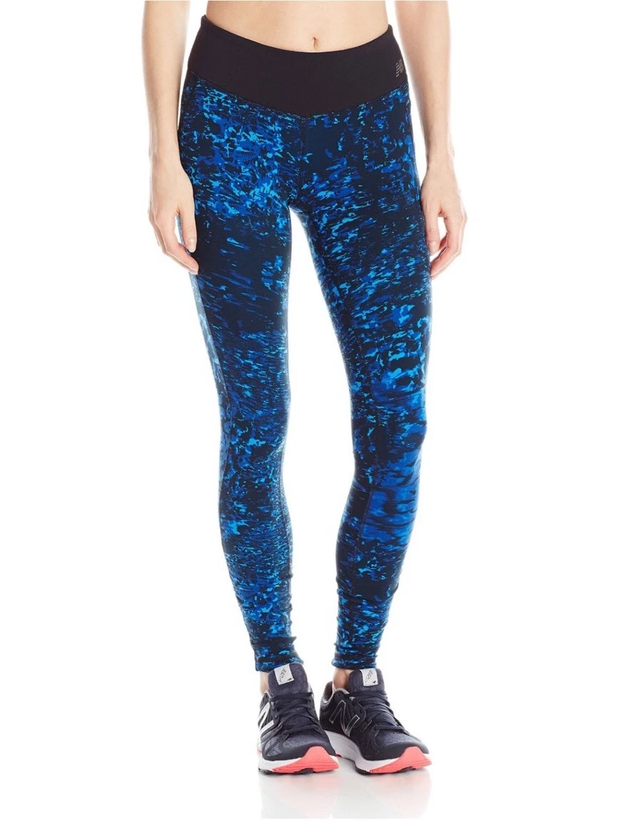 NWT $89 Women New Balance Yoga Running Printed Blue Camo