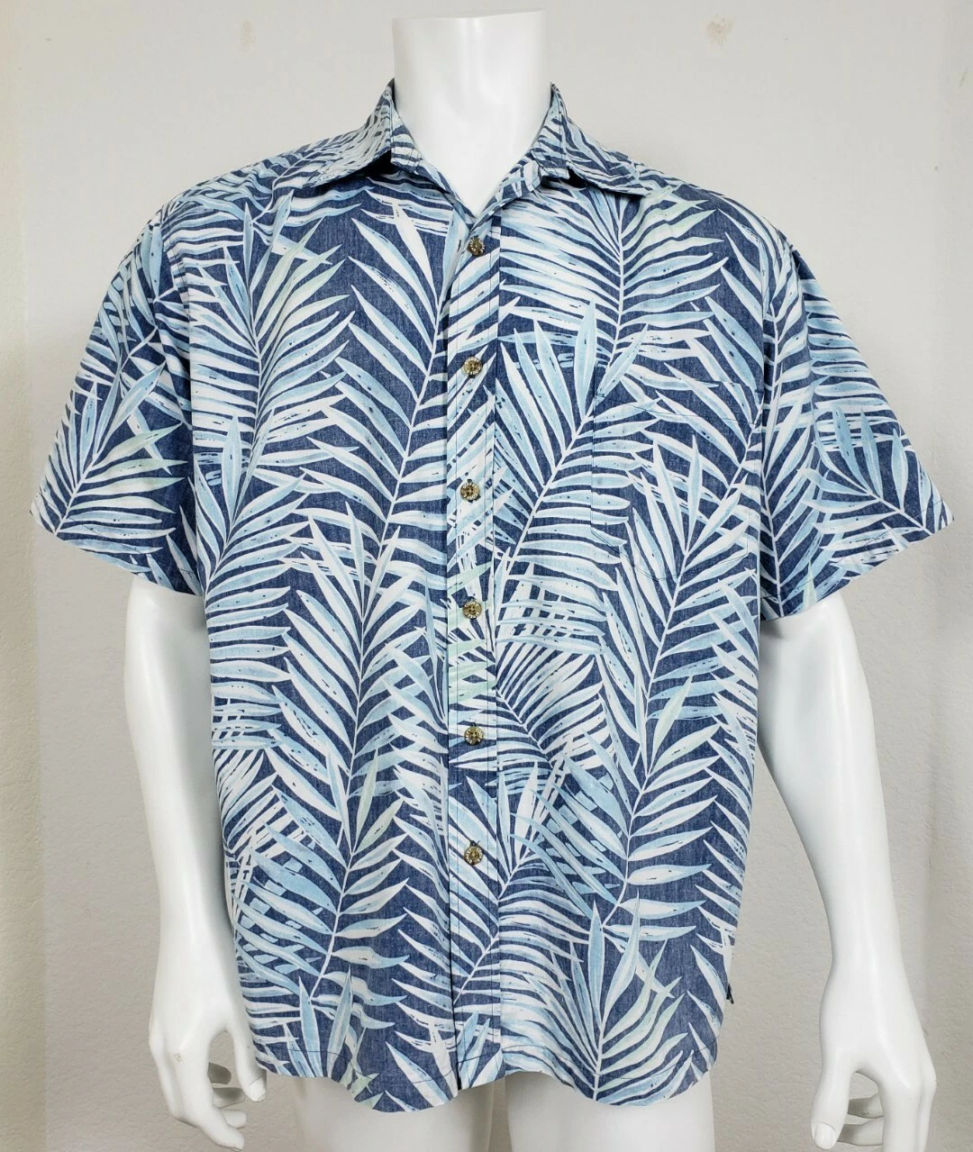 Cooke Street Honolulu Mens Shirt Large Short Sleeve Button Reverse Print Blue