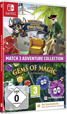 Match 3- Pirates! & Gems of Magic - Nintendo Switch - Code in a Box - NEU 