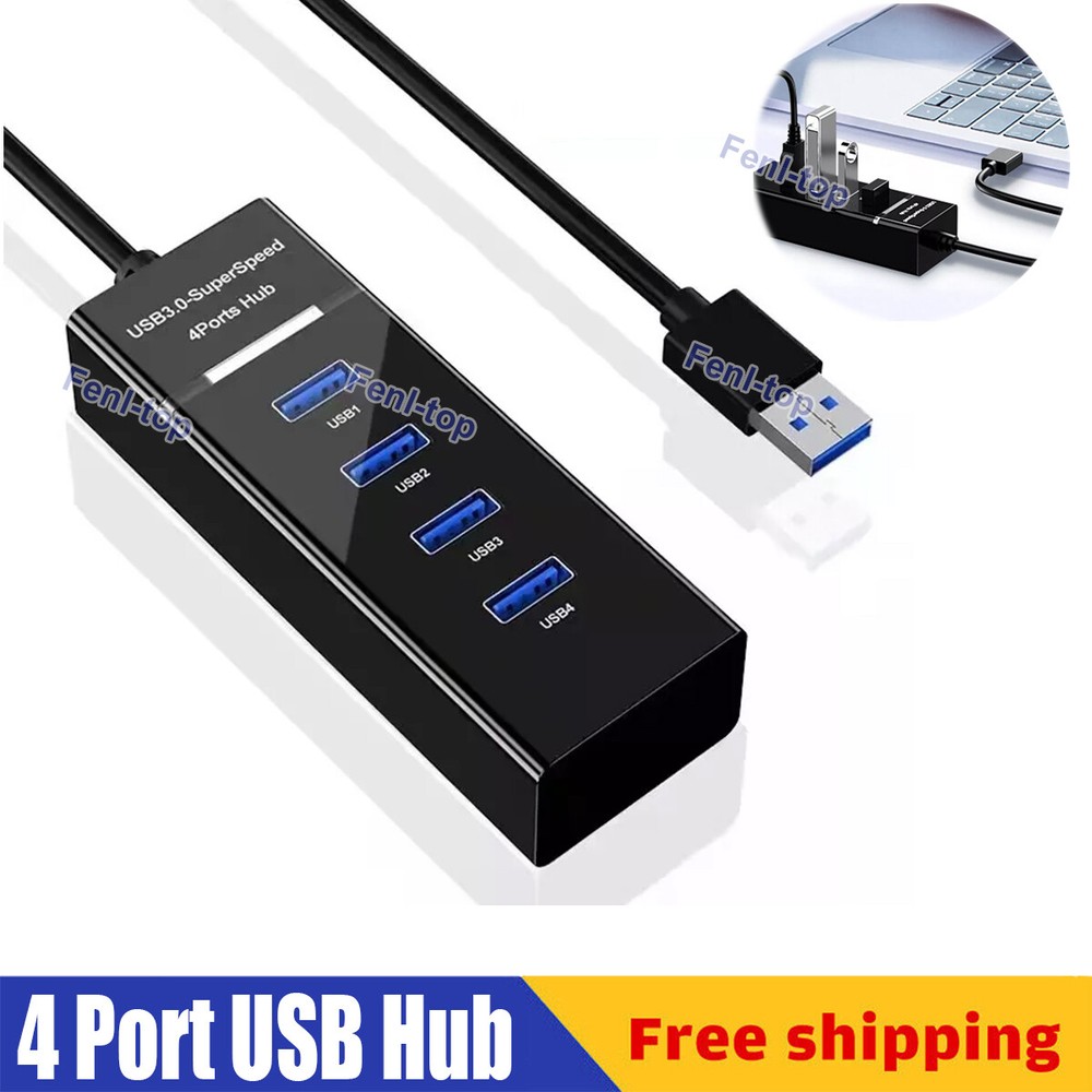 4-Port USB Hub Adapter High-Speed Expander for PC Laptop Desktop