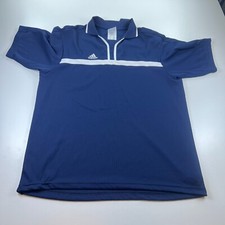 Vintage Adidas Notre Dame Fighting Irish Polo Shirt Mens Large Blue NCAA