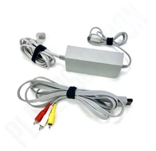 OEM Nintendo Wii Power Supply AC Adapter & Wii AV Cable - TESTED CLEAN