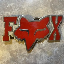 Fox Racing Logo Red  White Metal Belt Buckle