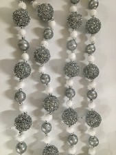  2 NEW ASHLAND CHRISTMAS SILVER GLITTER BALL GARLAND 6 FT FREE SHIP