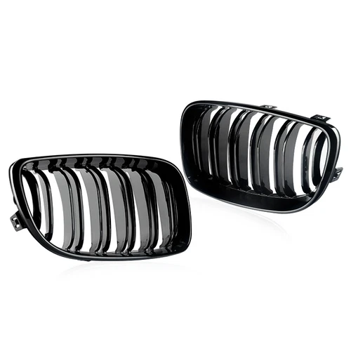 For BMW E81 E82 E87 E88 2008-11 Matte/Gloss Black Dual Slat Front Bumper Grille - Picture 7 of 18